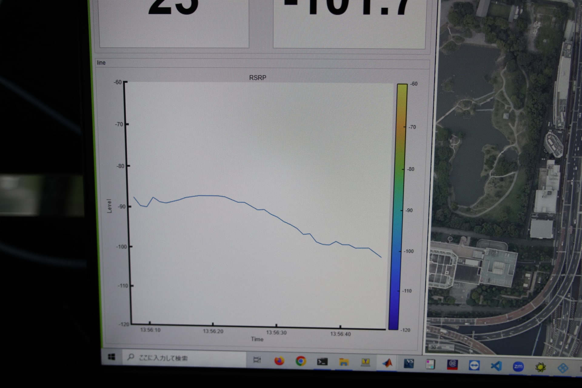 道路上では、ほとんどレベルが変わらず受信できている