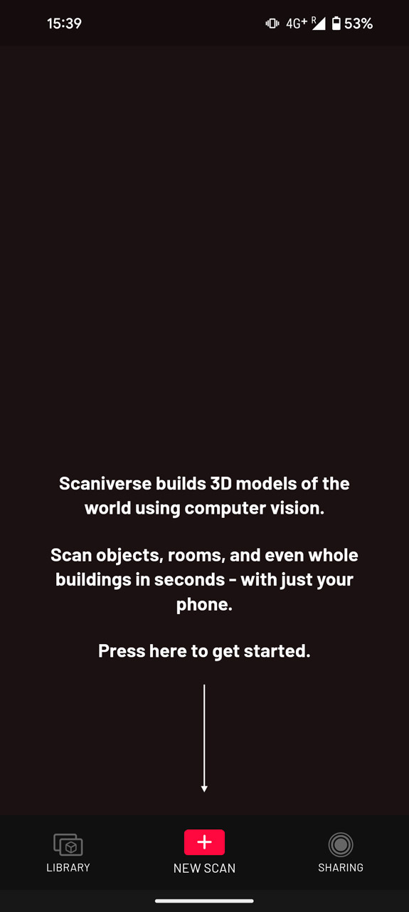 「NEW SCAN」をタップして3Dスキャンをスタート