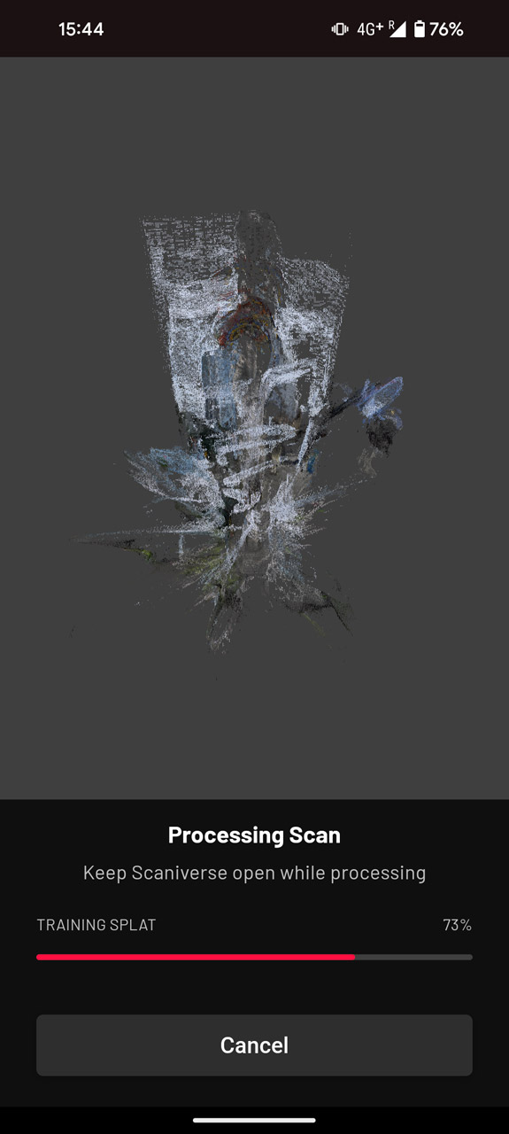 スキャン完了後に3D化の処理が開始