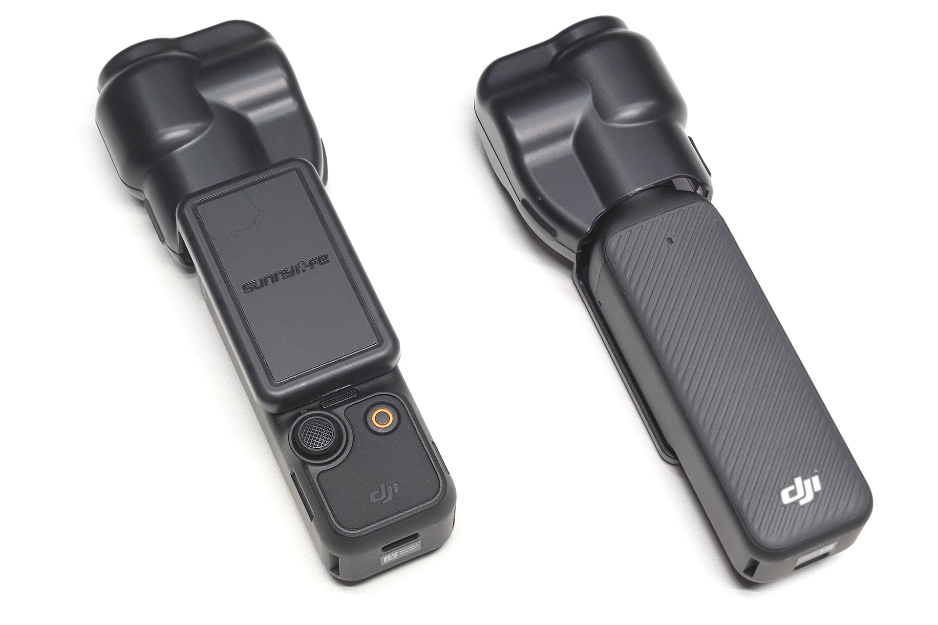 ジンバルカメラ部全体と画面全体を保護するつくり。5Dジョイスティックやシャッター/録画ボタンは保護されない。