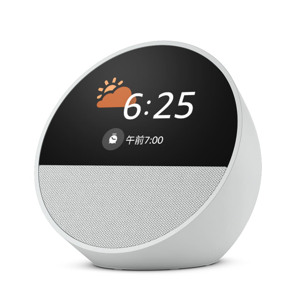 Amazon Echo Spot 2024年モデル グレーシャホワイト Amazon | Echo Spot（2024年発売）- スマートアラームクロック