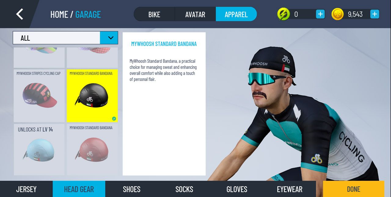 自転車や装備類も変えられる