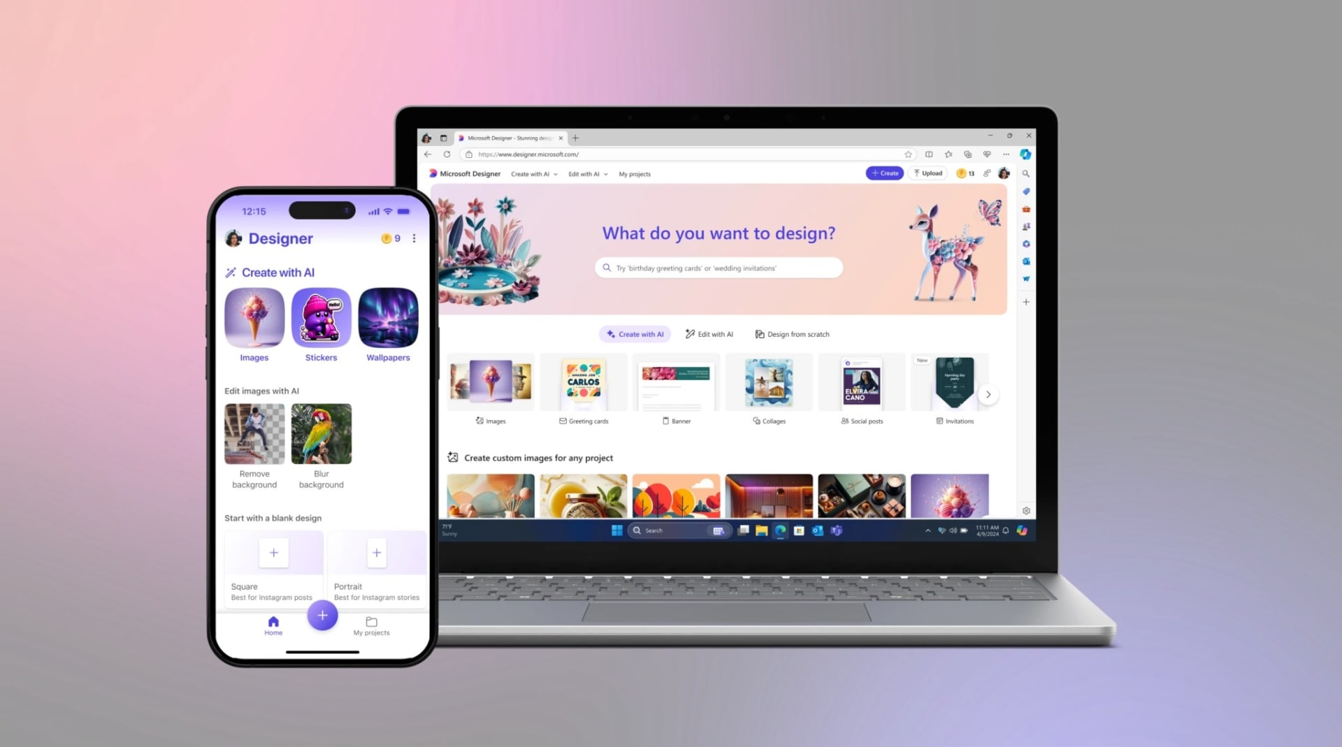 「Microsoft Designer」のAndroid、iOS向けアプリが提供開始