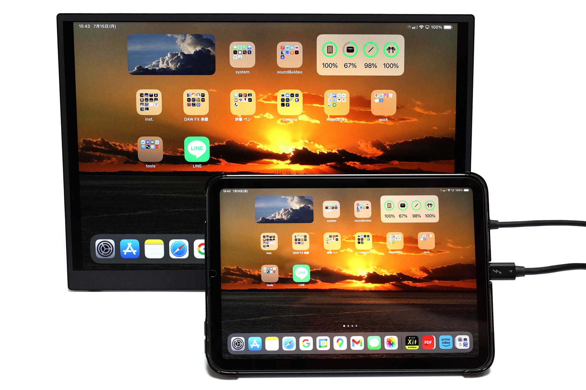 iPad mini第6世代とVAIO Vision+ 14をUSB-C接続したらミラーリング表示がなされた。