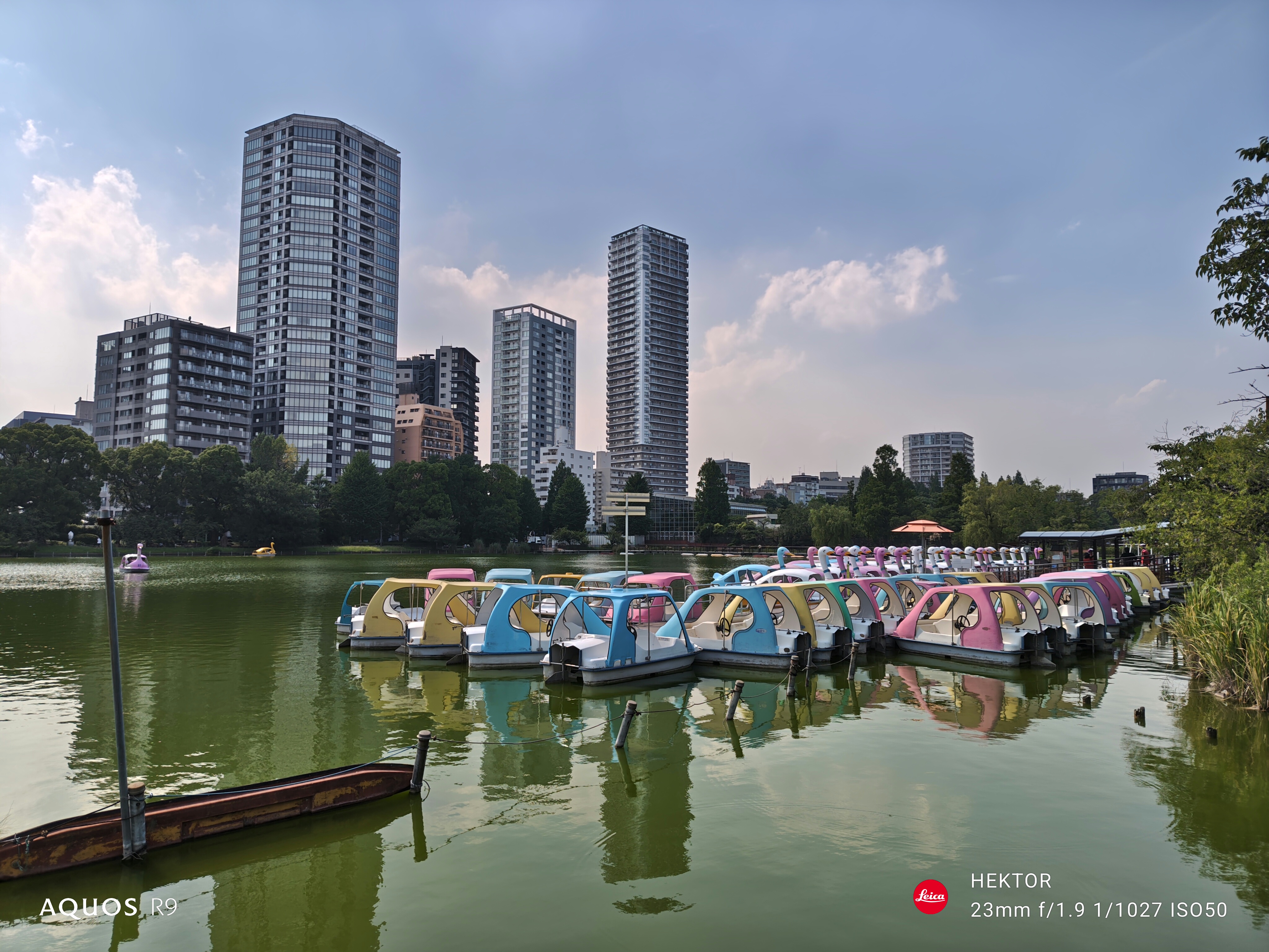 空と池の発色もよく、近景から遠景まで好ましい写りだ