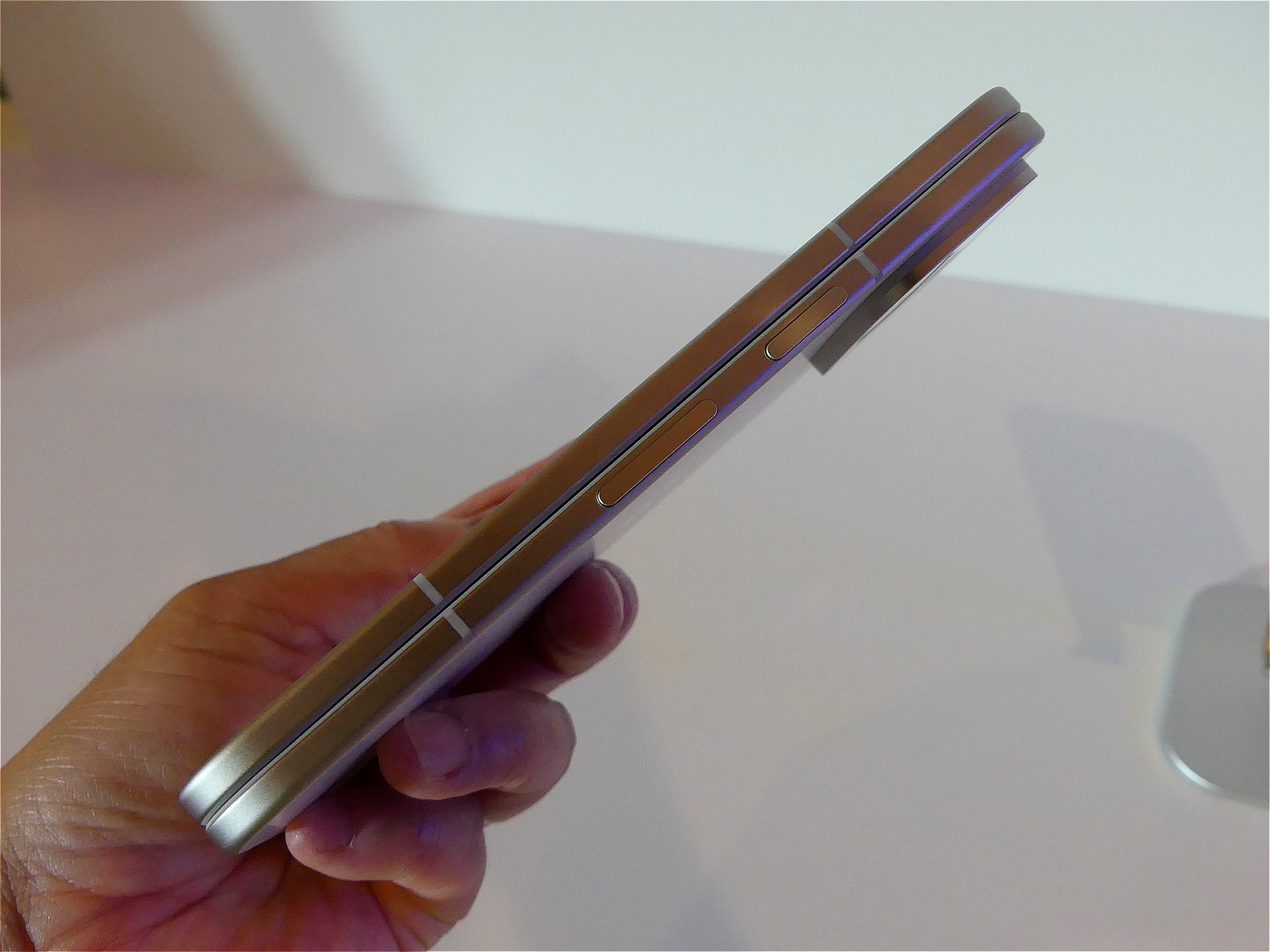 閉じたときの側面と背面。