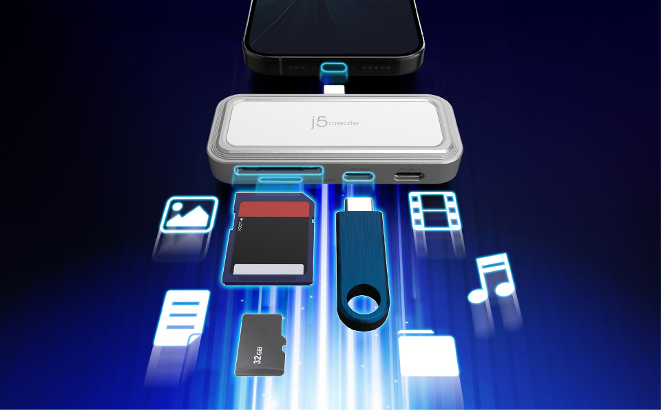 j5create、スマホの機能を拡張する4in1のマルチハブ「JCH167W」を発売