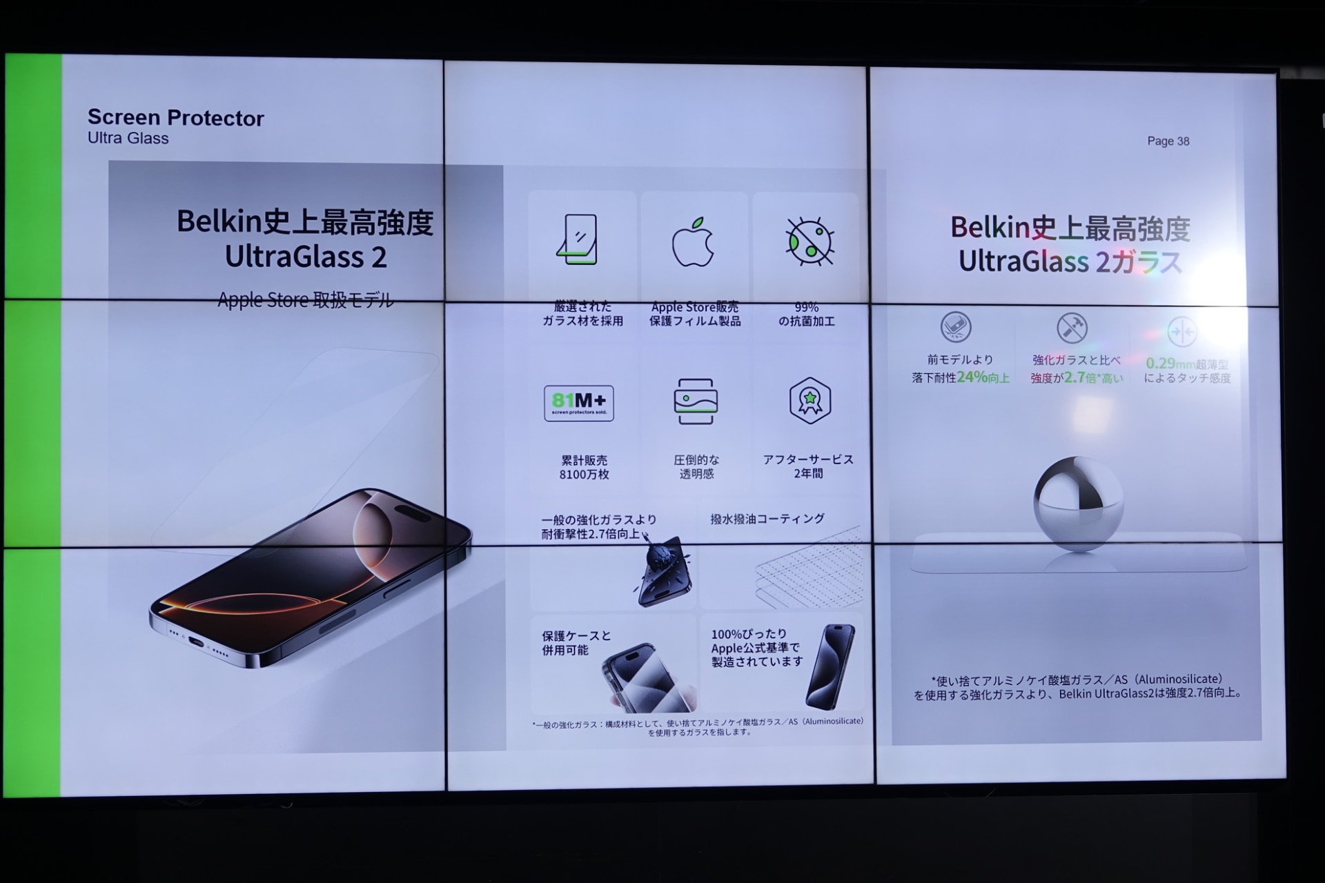 画面保護フィルムは、強靱性やエコフレンドリー、ブルーライトカット、プライバシー保護など性能が違う6製品をラインアップ