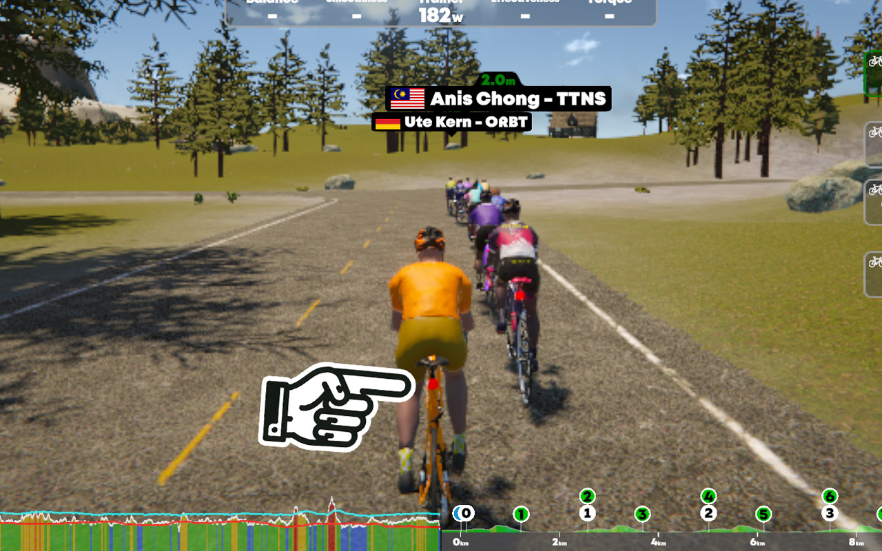 ブレーキ時はテールランプが赤く光る。ここで脚を休ませて、ランプが消えたら全力加速