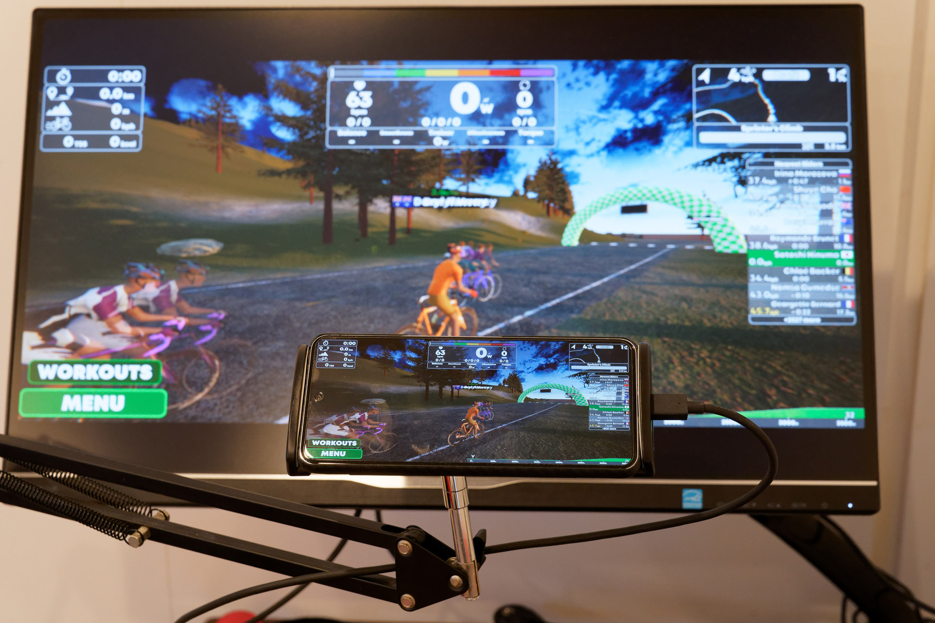 Type-Cモニターに通常のミラーリングモードで表示したところ