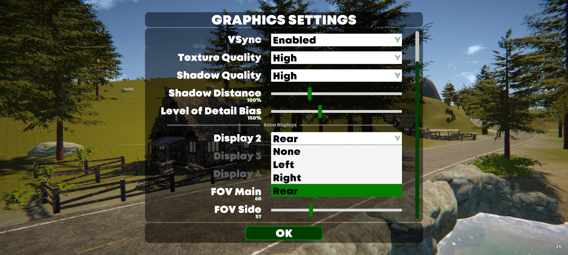 設定で外部モニターの視野を選択