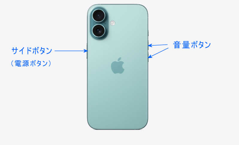 例：iPhone16の場合のボタン配置