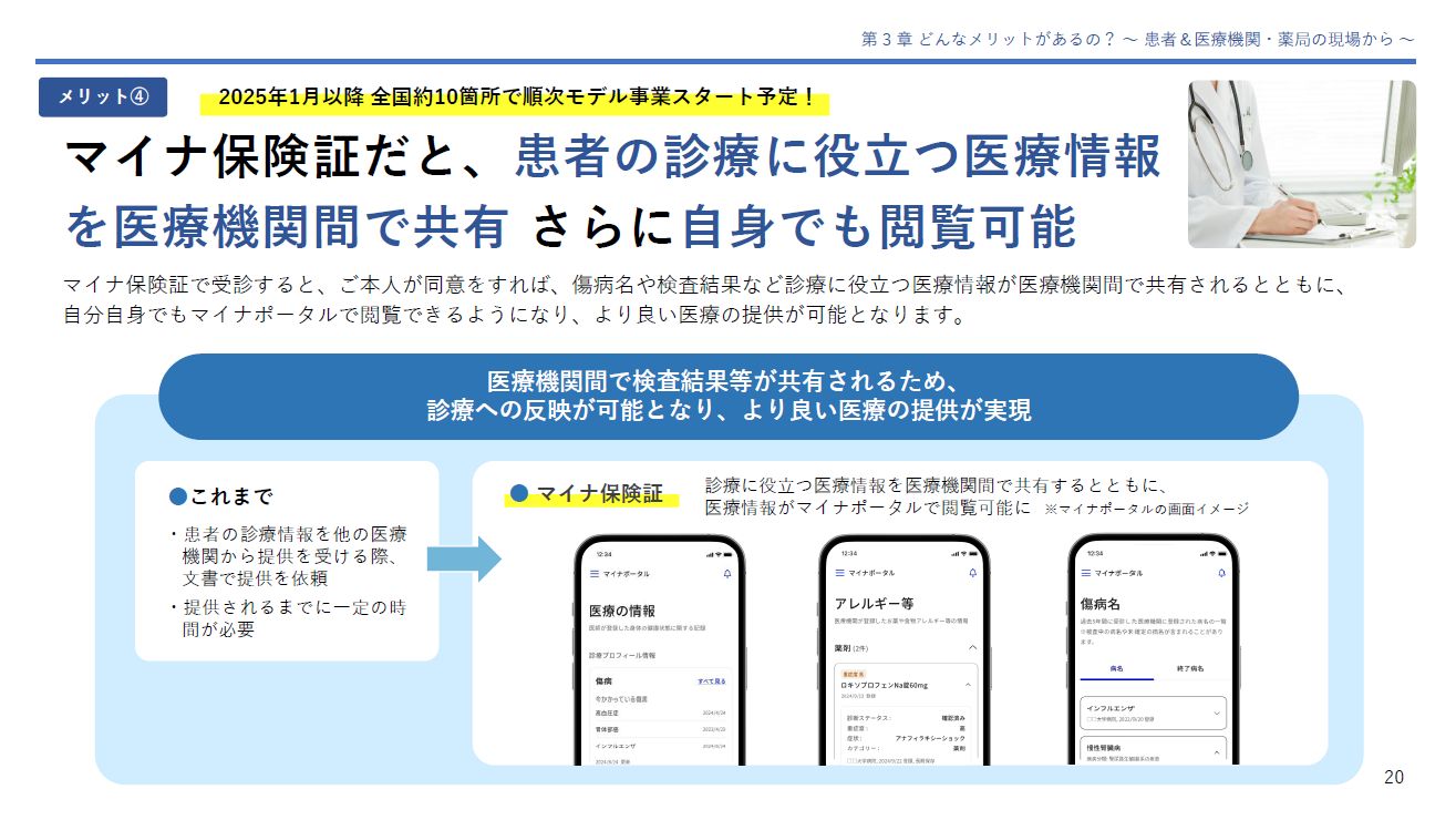 今後さらなる医療情報の共有も可能にする。マイナポータルで自分の情報を確認することもできるようになる