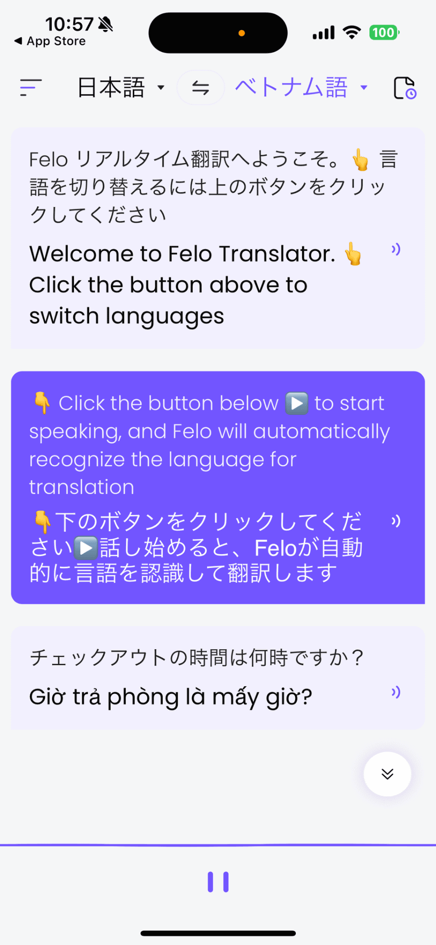 「Felo瞬訳」はベトナム語への翻訳も可能