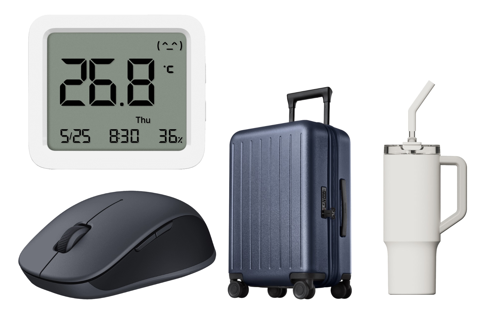 シャオミから温湿度計・マウス・タンブラー・拡張できるスーツケースが発売