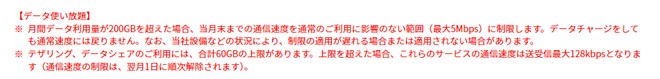 200GBで5Mbpsに制限がかかることは、料金を紹介するサイトにも赤字で記載されている