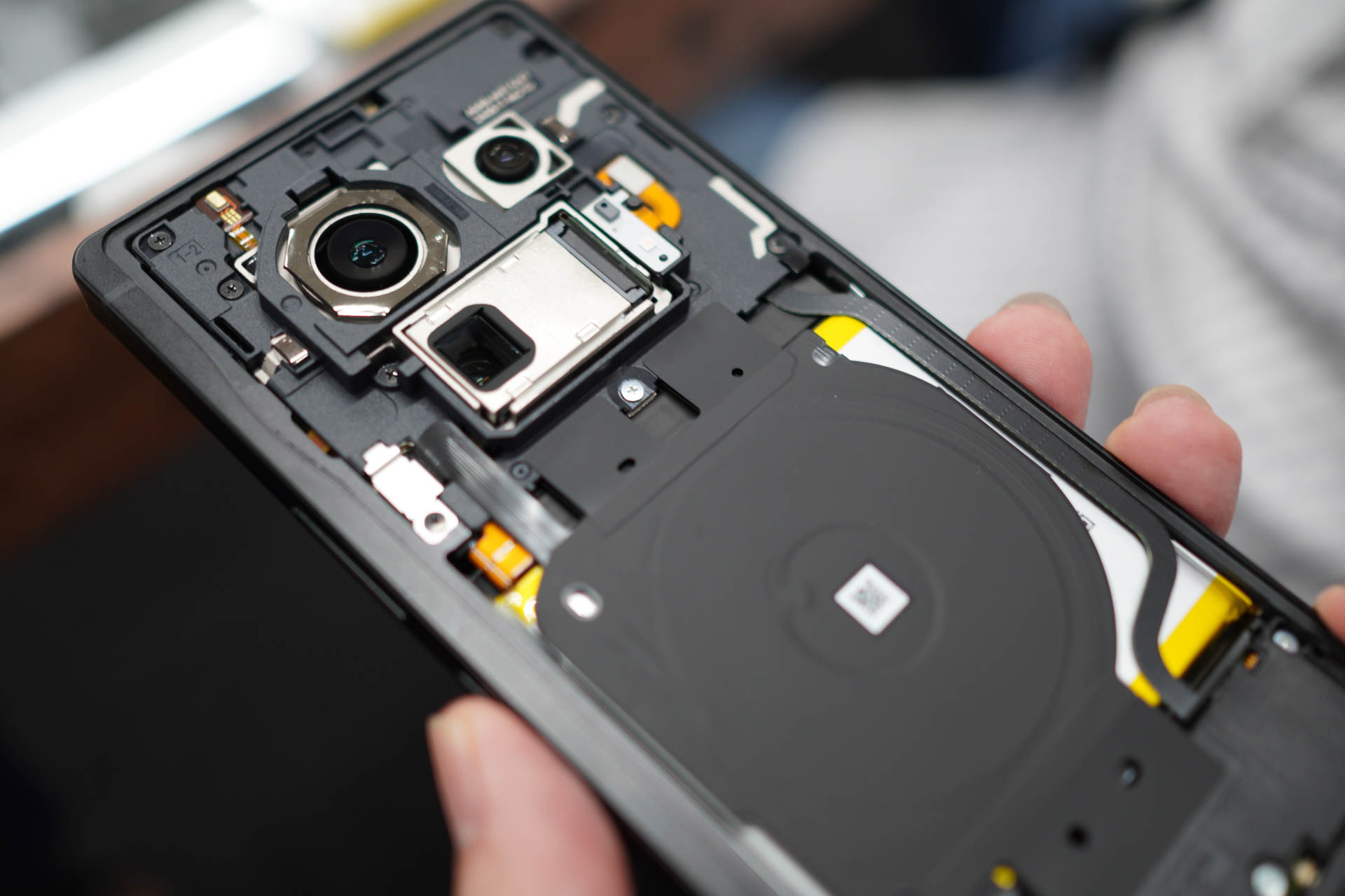 背面パネルを外した状態。やはりカメラの存在感が強調される