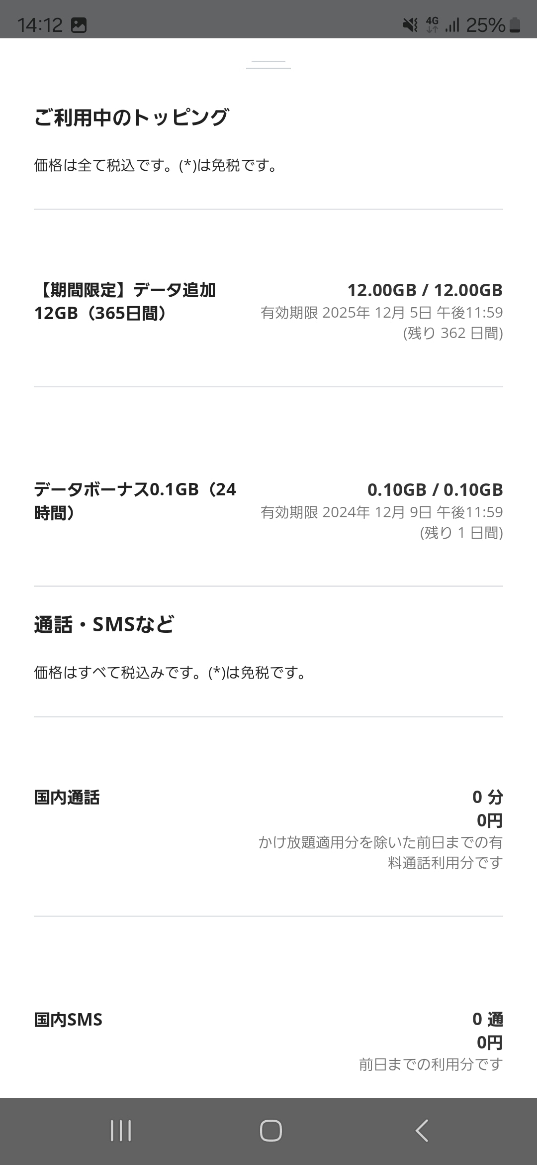 povo2.0アプリの「詳細な内訳」でデータの有効期限が確認できる