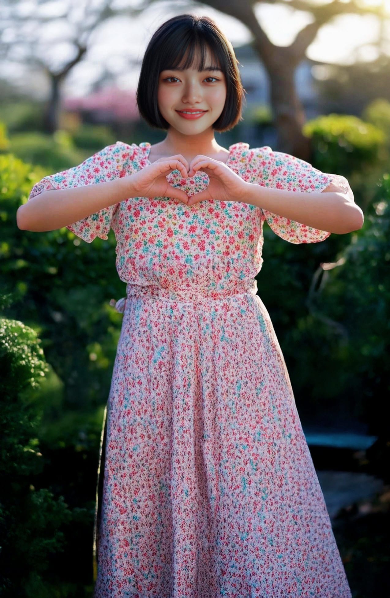 その顔を指ハートの女の子に合成したものがこれ。もう少し顔の色味を調節する必要があるかも。Midjourneyはよく似た顔を複数生成するのが得意な傾向があるが、さらに画像読み込み機能の「image to image」を使って顔を読み込ませると、読み込ませた顔によく似た顔を多数生成できる。顔の向きや表情もプロンプトで変化させられる。そんなよく似た顔を各種ポーズなどへ合成すれば、AI生成画像によるマンガのようなものもわりと容易に作れそうだ。