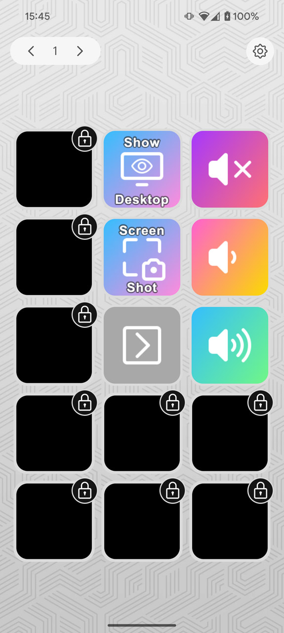 デフォルトでは音量調整やスクリーンショット機能のショートカットが配置されている