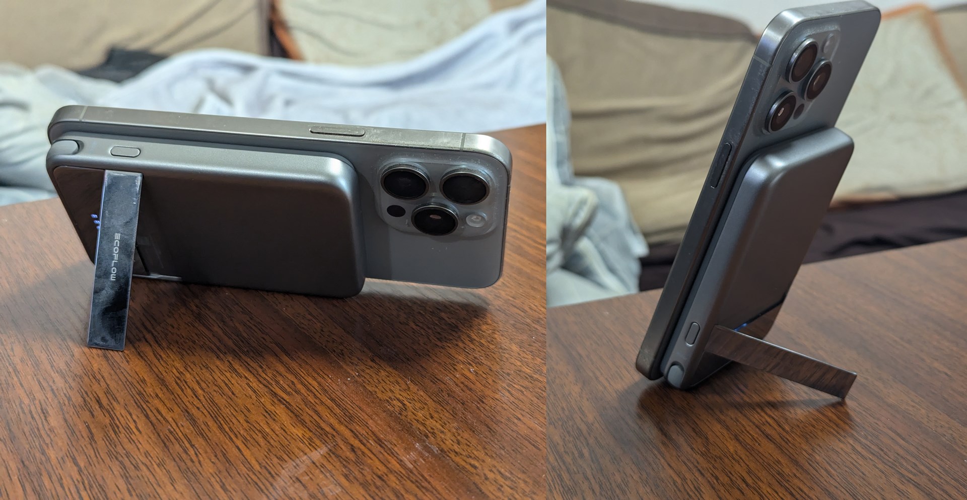 MagSafeで固定した状態でスマホスタンドとして使えます。