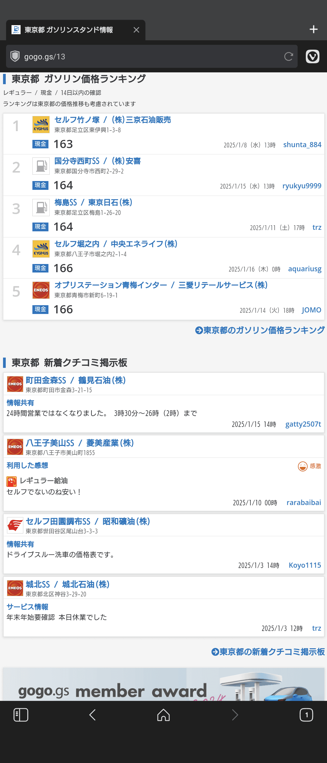店舗ごとにリスト表示でも見られる