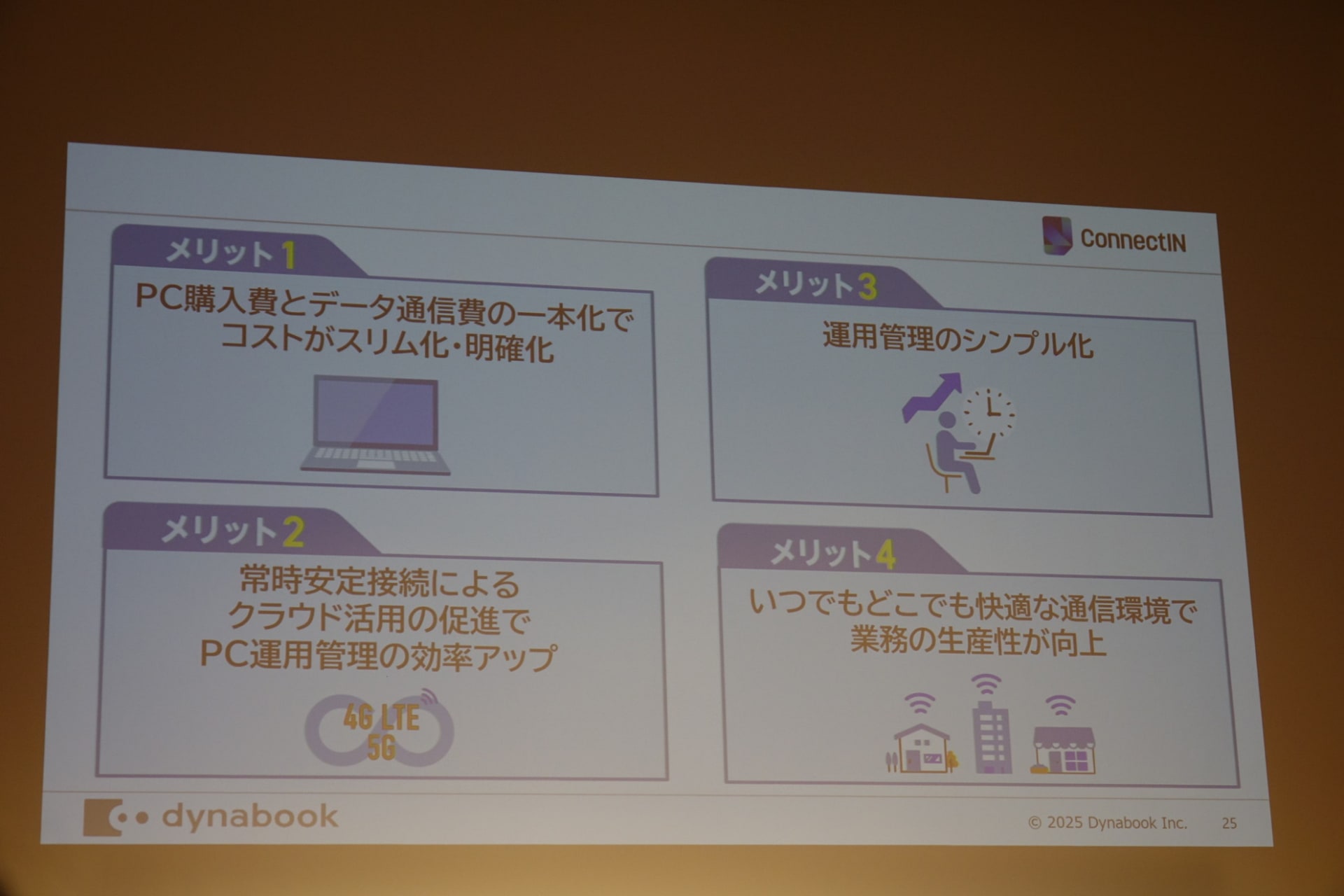 DynabookのConnectIN搭載モデル。au回線に接続されている