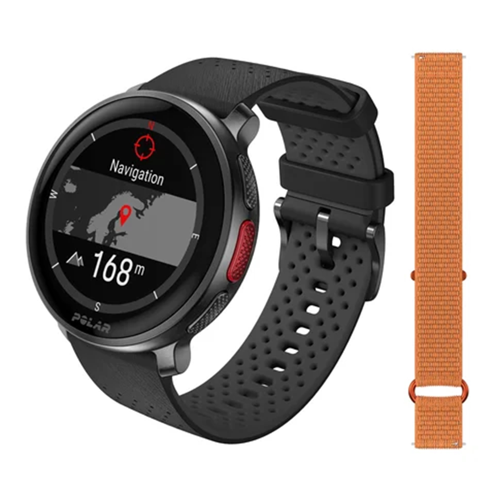 Polar Vantage V3 ナイトブラック＋オレンジナイロンループリストバンドセット