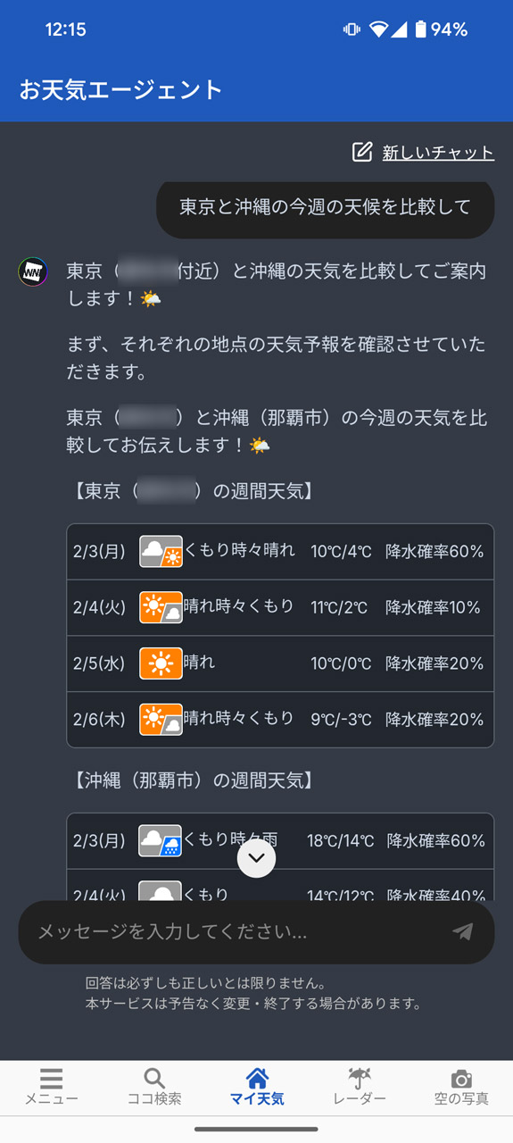 東京と沖縄の天候を比較してみる