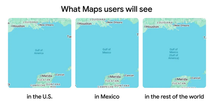 各国の表示（左から米国、メキシコ、その他の地域）