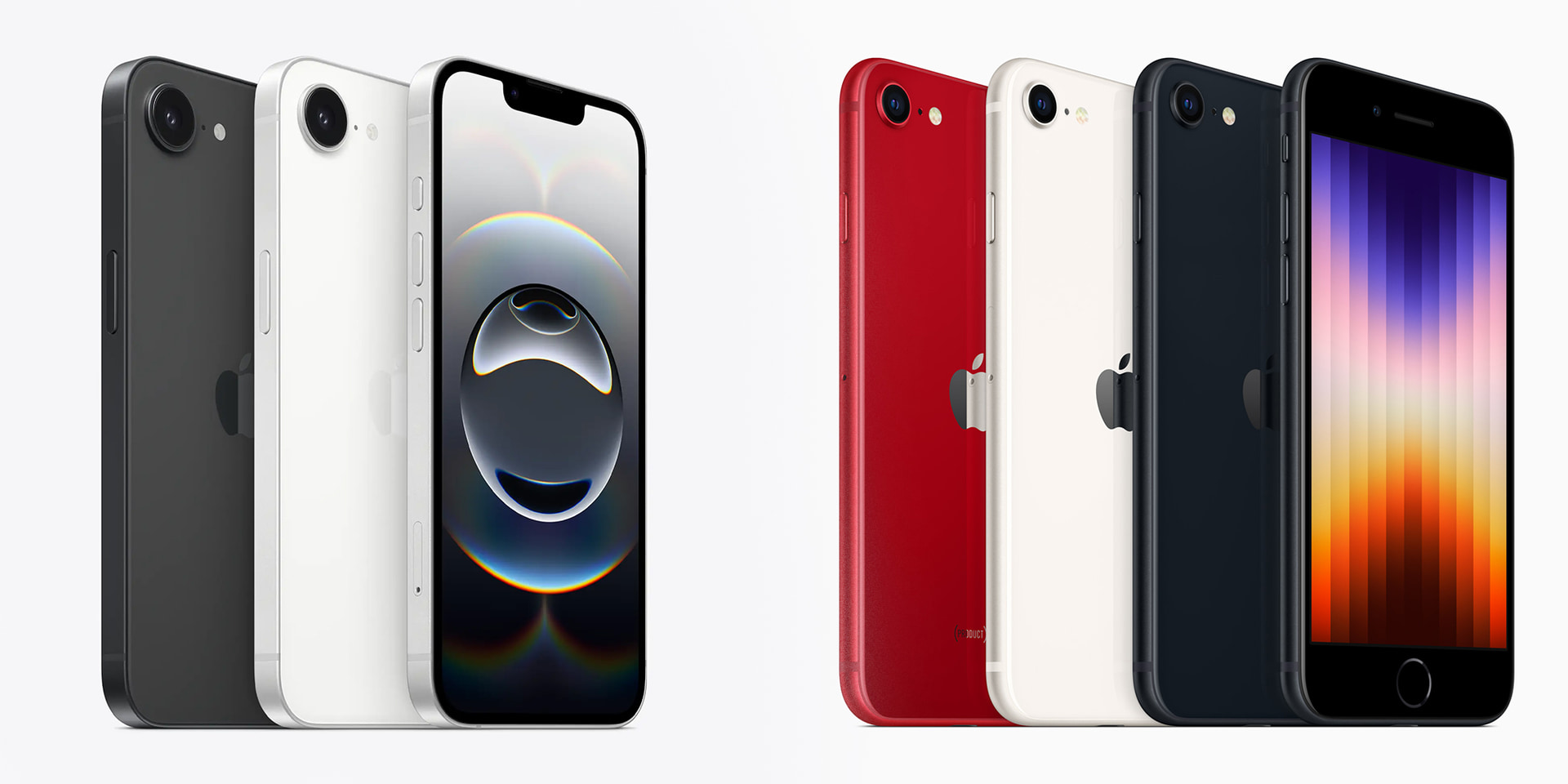 左：iPhone 16e、右：iPhone SE（第3世代）