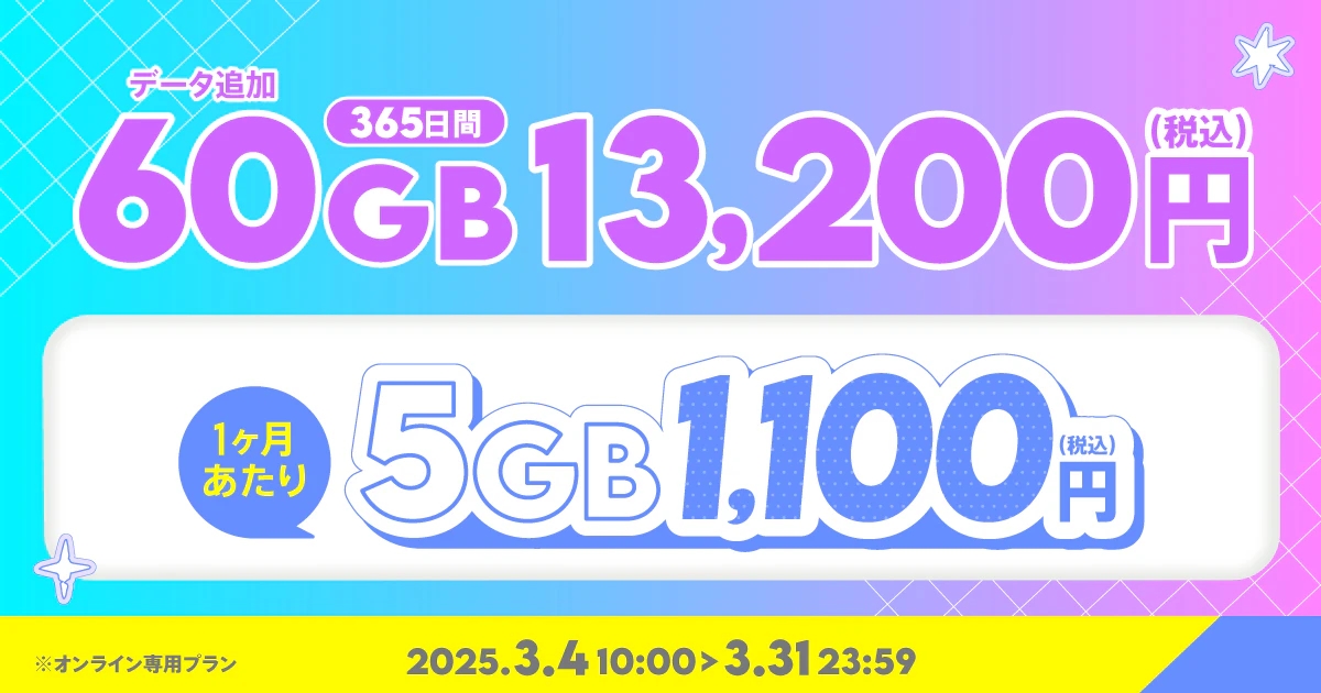 データ追加60GB(365日間)