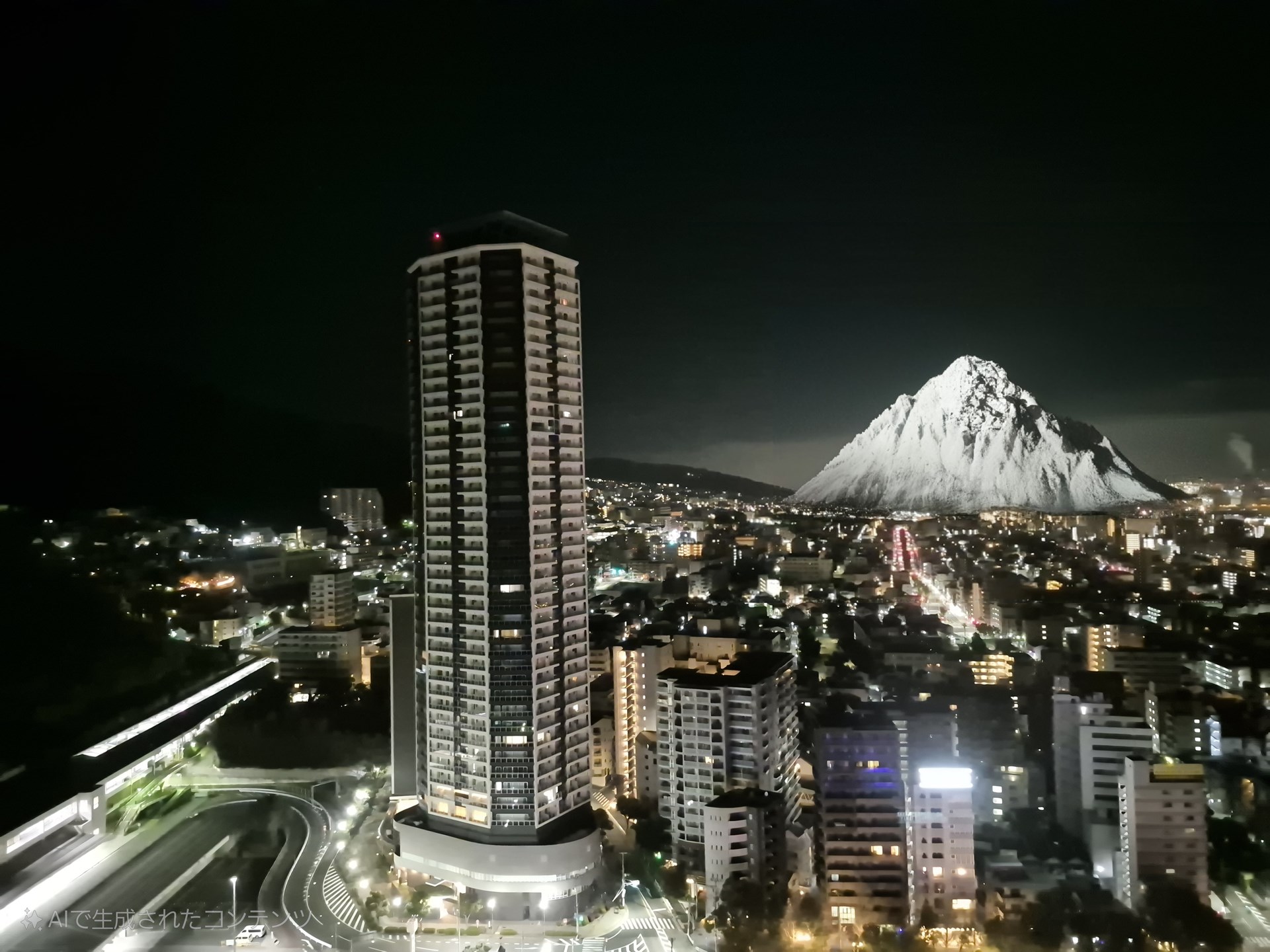 撮影した写真の不要部分を消すだけでなく、［スケッチアシスト］を使い、背景に山を描き足すこともできる