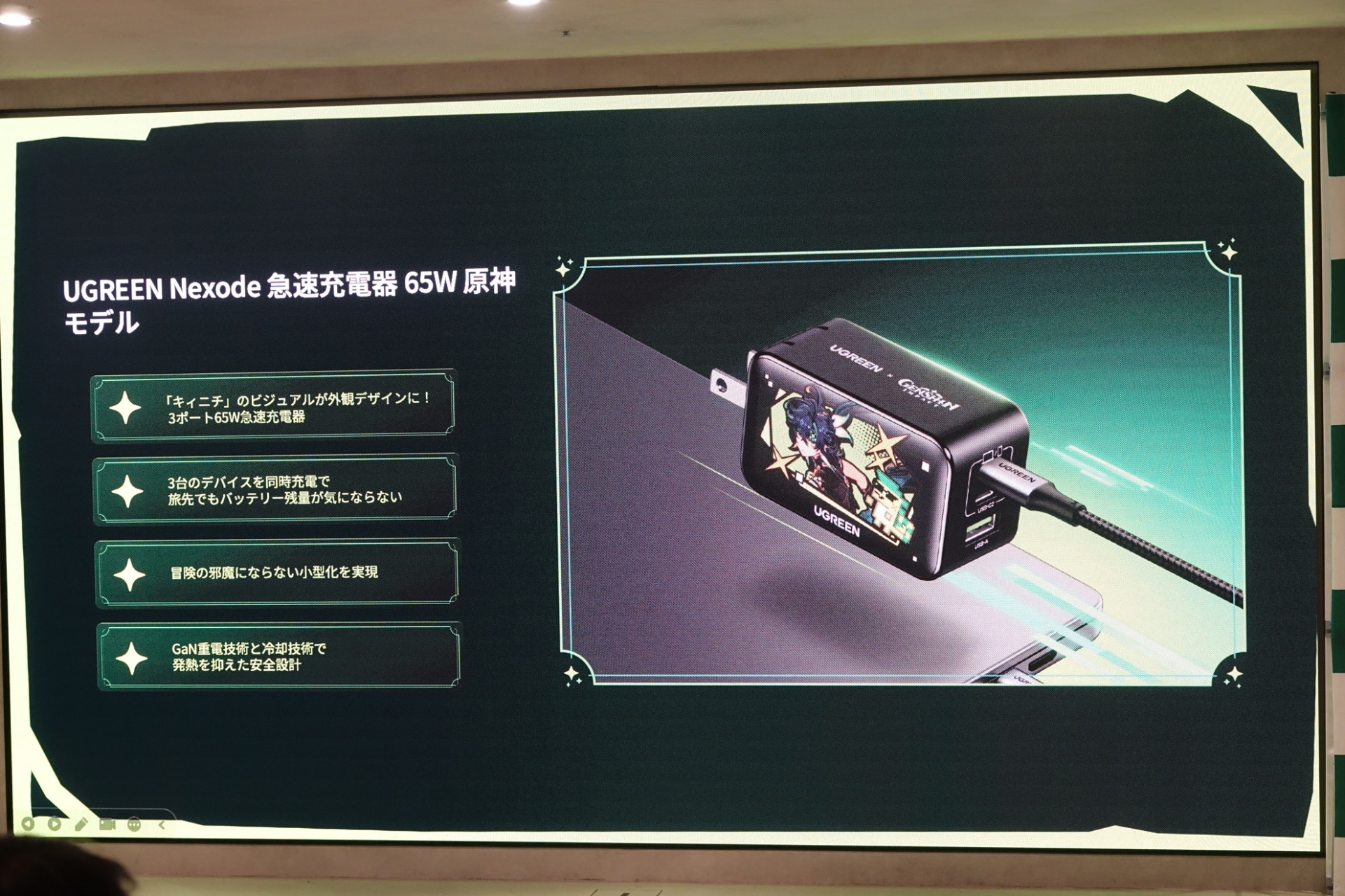 UGREEN Nexode 急速充電器 65W 原神モデル