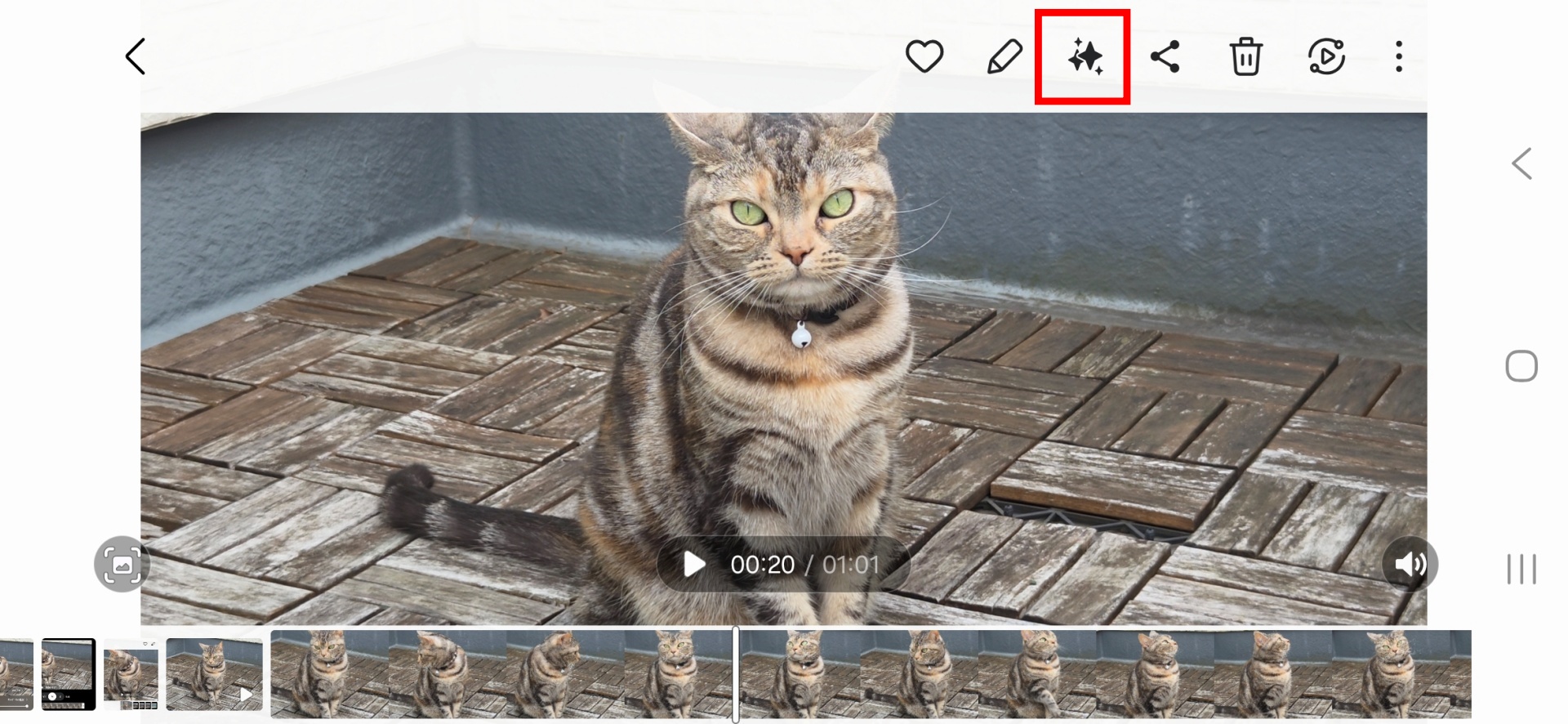 選んだ動画のメニューからキラキラアイコンをタップする