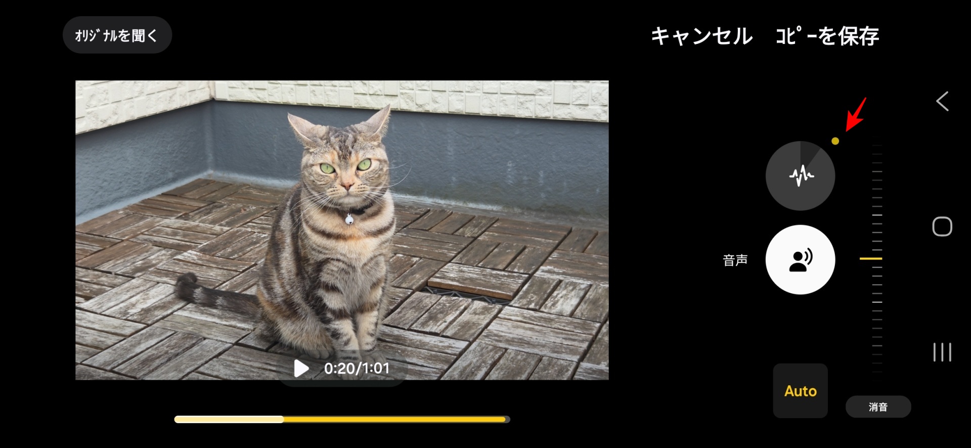 ノイズを示すアイコンの右肩に「●」がついた