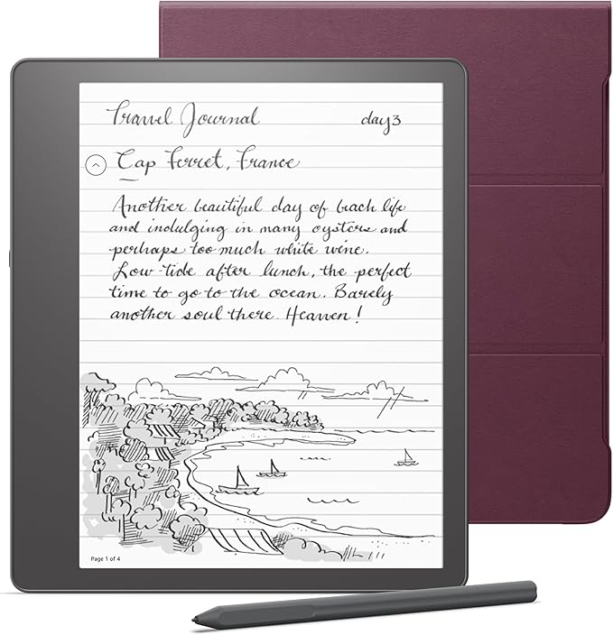 Kindle Scribe 10.2インチ 32GB プレミアムペン付き 純正レザー 折りたたみカバー（マルベリー）セット