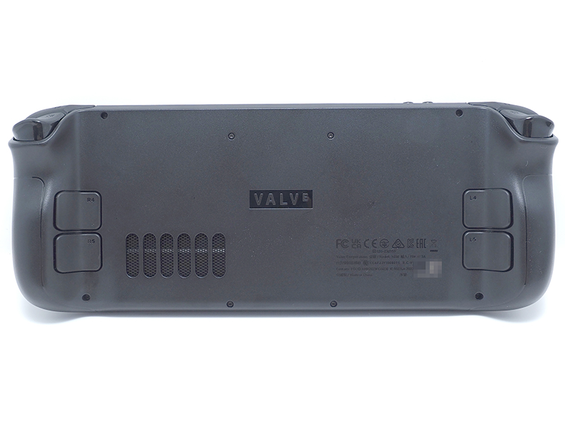 背面ボタンがあるのが嬉しいところ。Valveのロゴがあるが、後頭部にバルブが生えているおじさんはいない