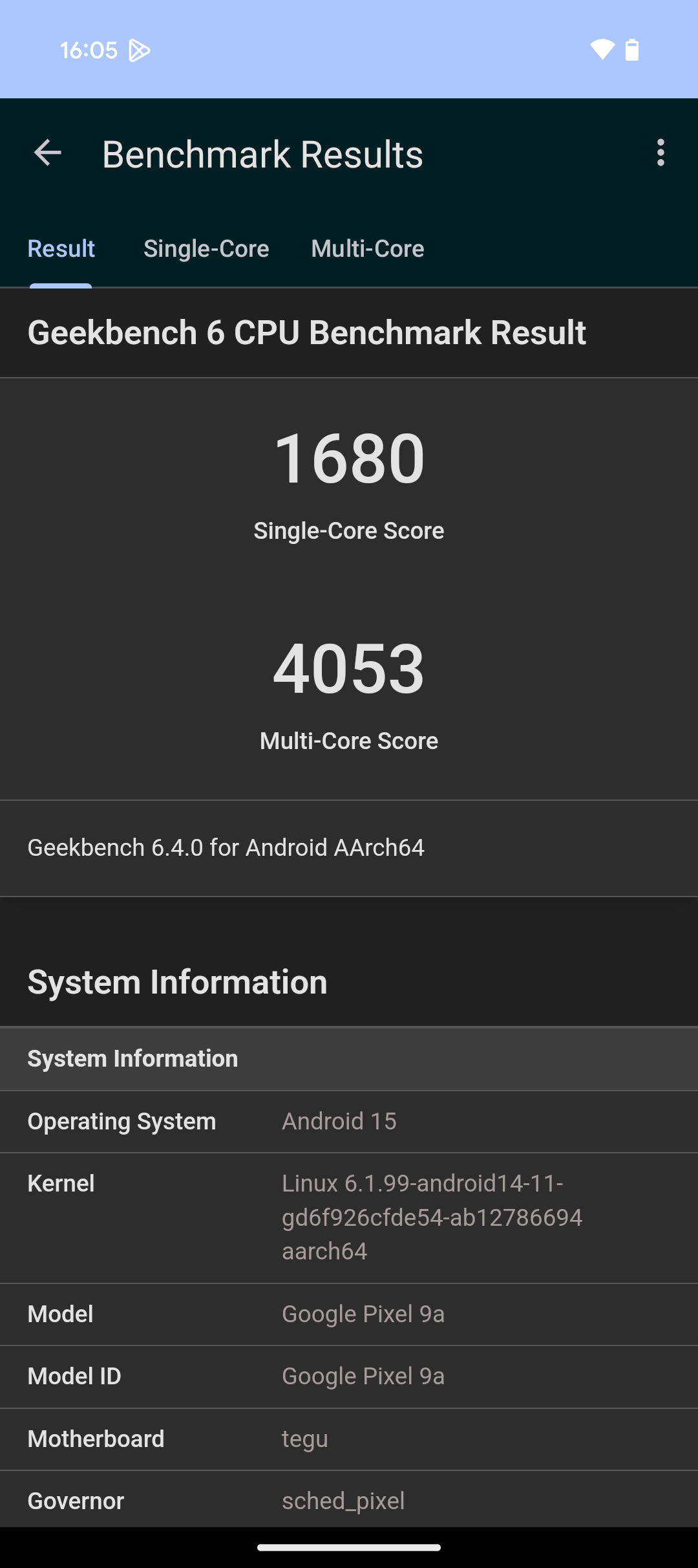 CPU、GPUともに上位モデルのPixel 9と同程度のスコア。この数値がすべてではないが、同時期のSnapdragonに比べると数値は低い