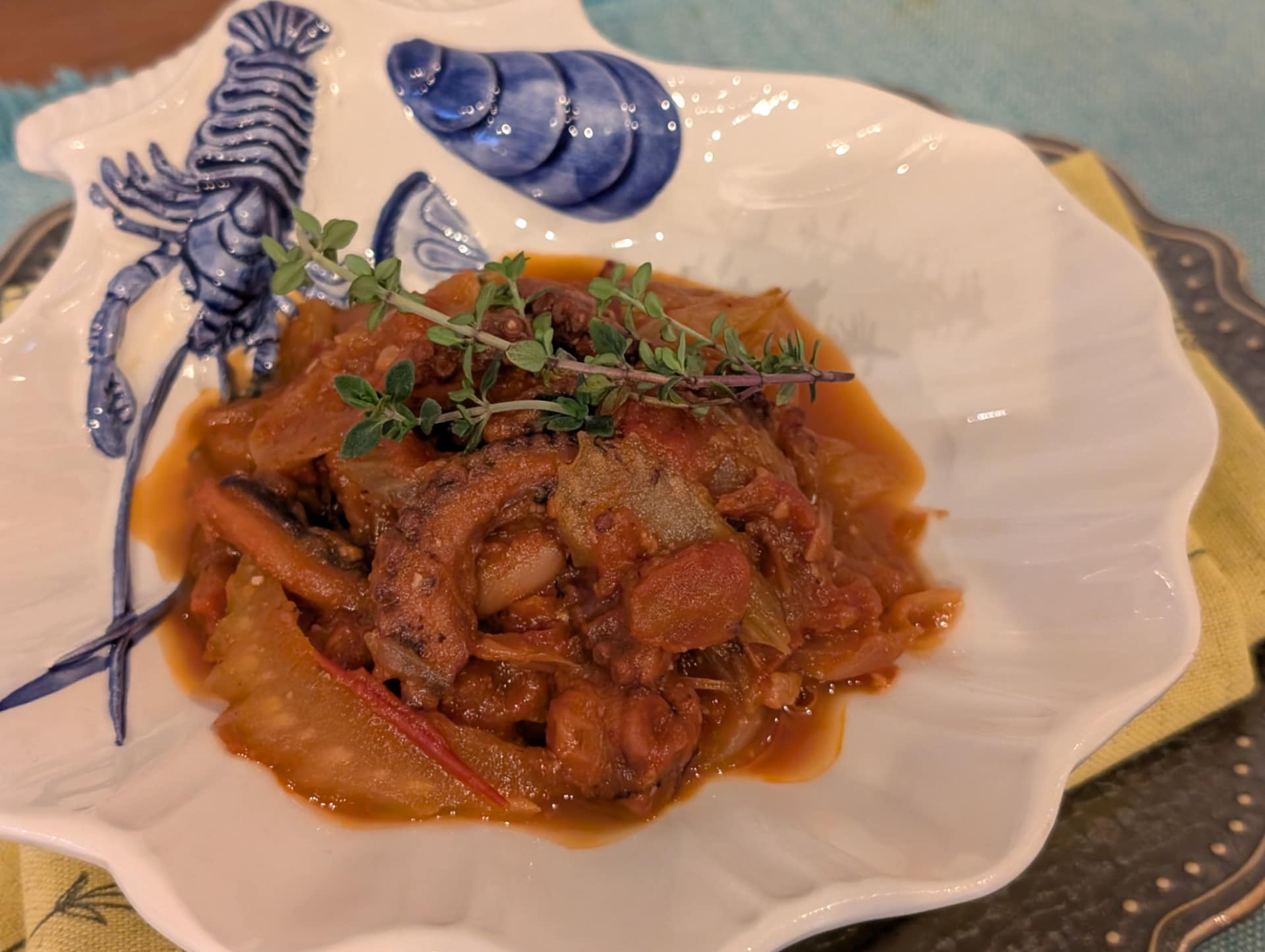 たことセロリのピリ辛トマト煮込み