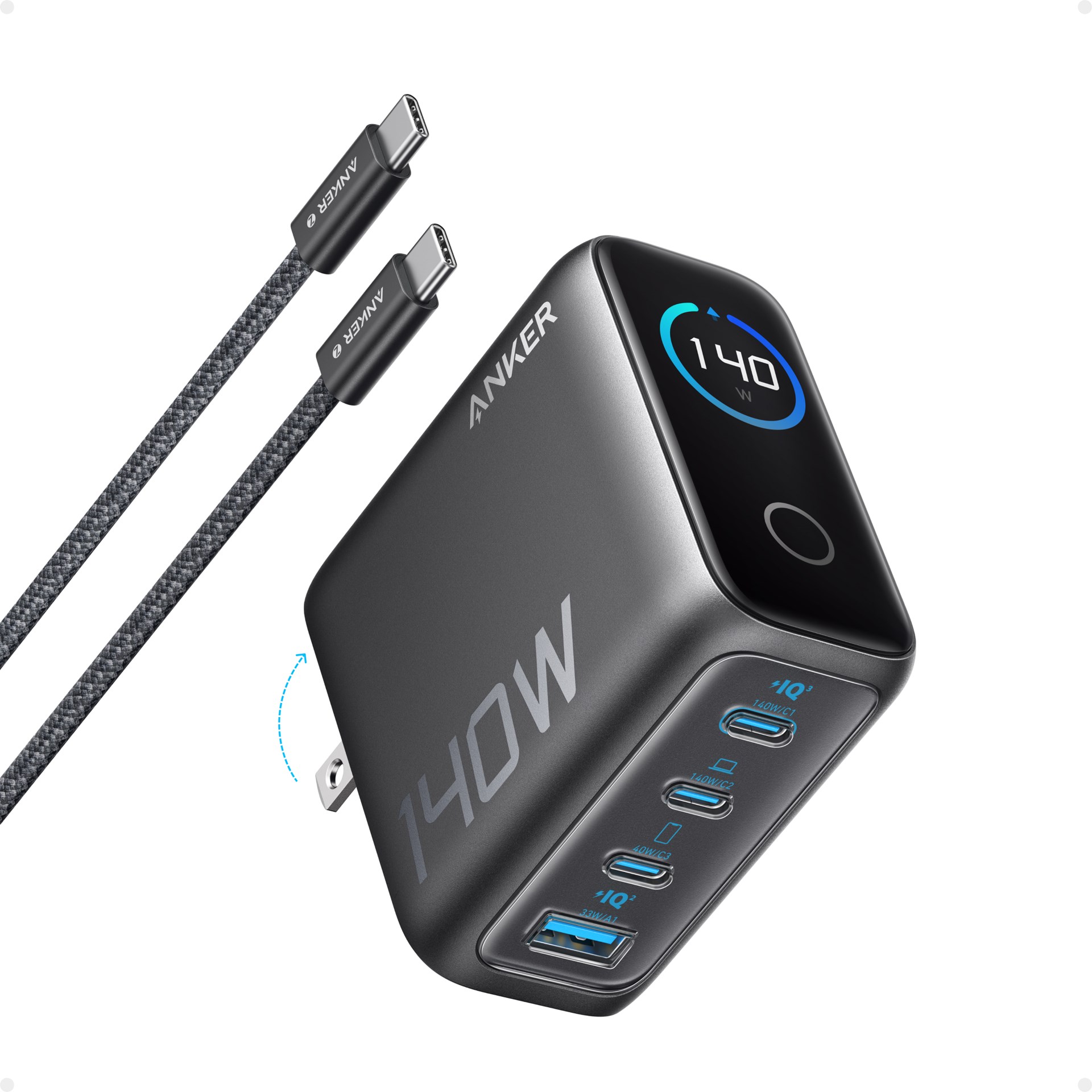 Anker Charger（140W、4Ports）with USB-C＆USB-Cケーブル ブラック