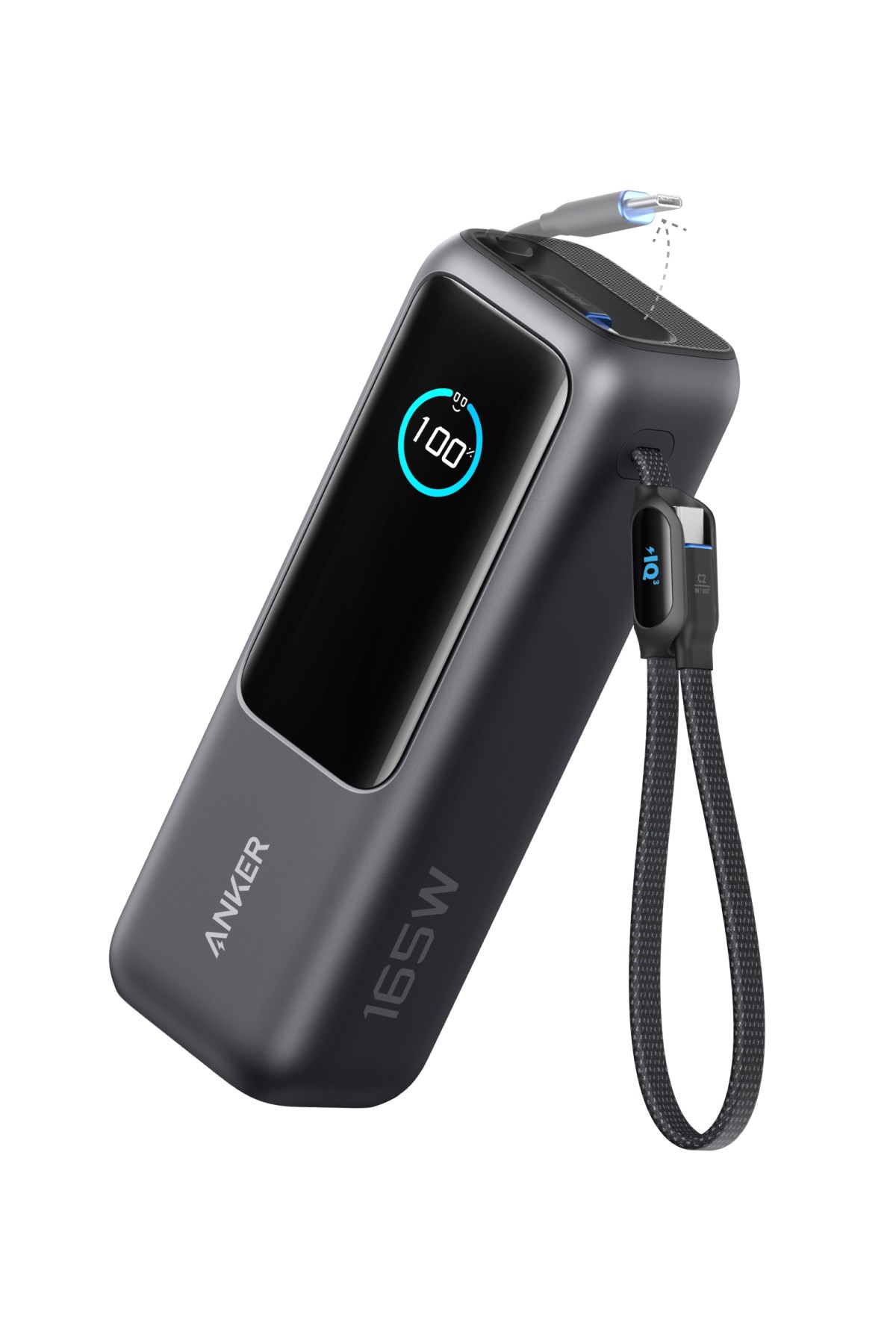 Anker Power Bank（25000mAh、Built-In＆巻取り式USB-Cケーブル）ブラック