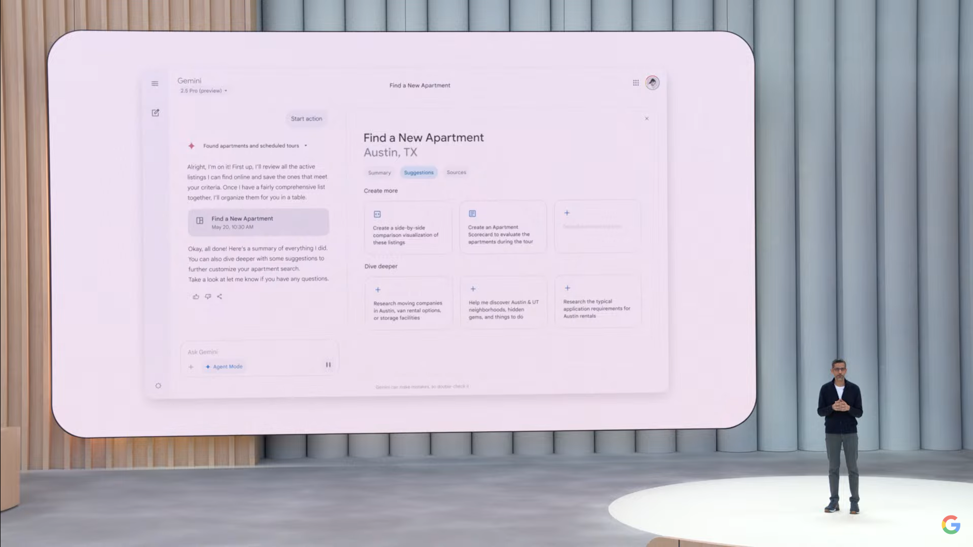 Geminiがブラウザを操作し探してくれる