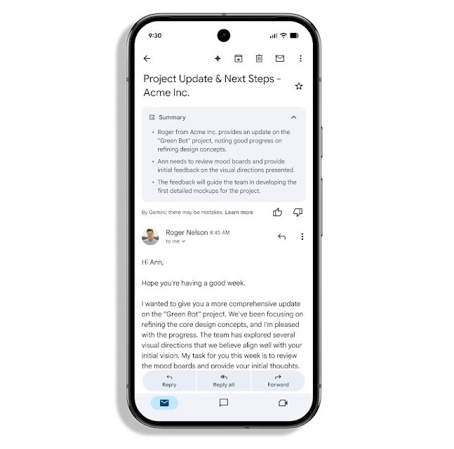 スマートフォン向けの「Gmail」で長文メールを自動要約