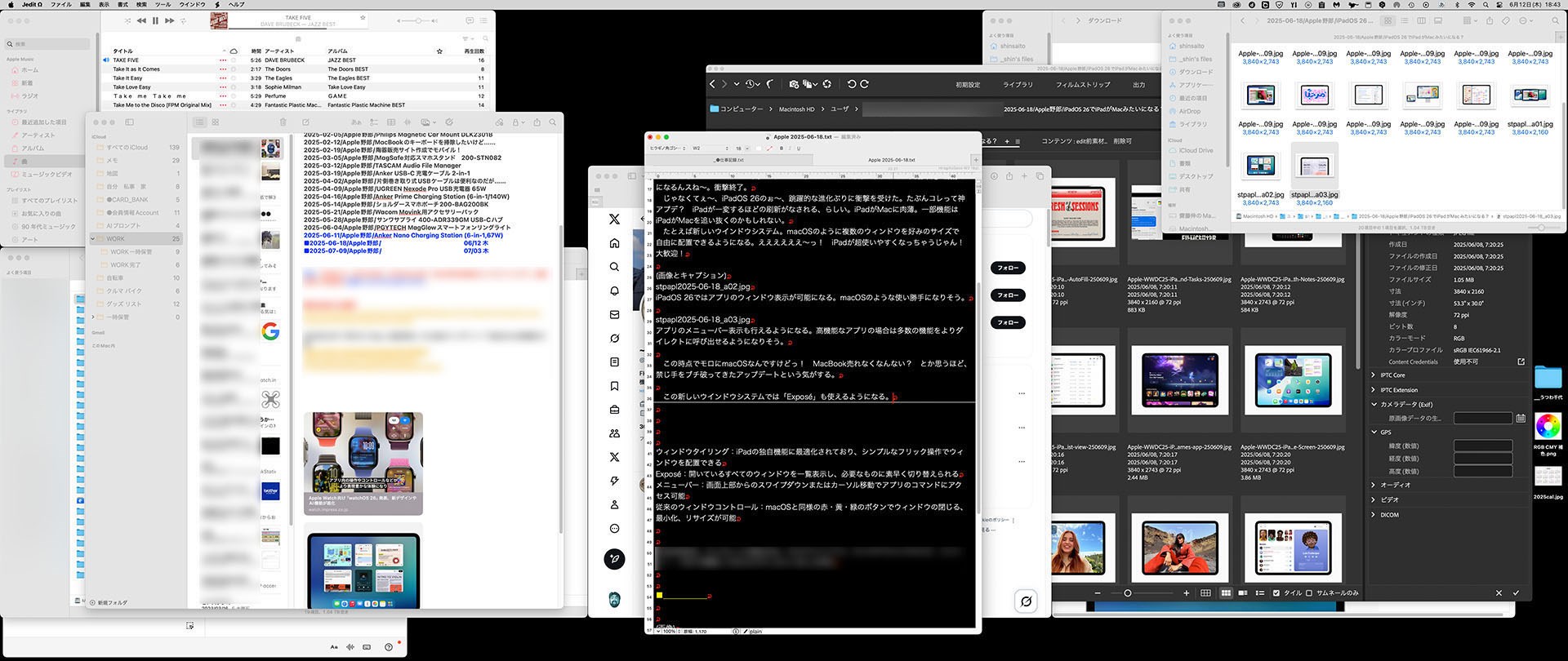 macOSのウィンドウ表示例。