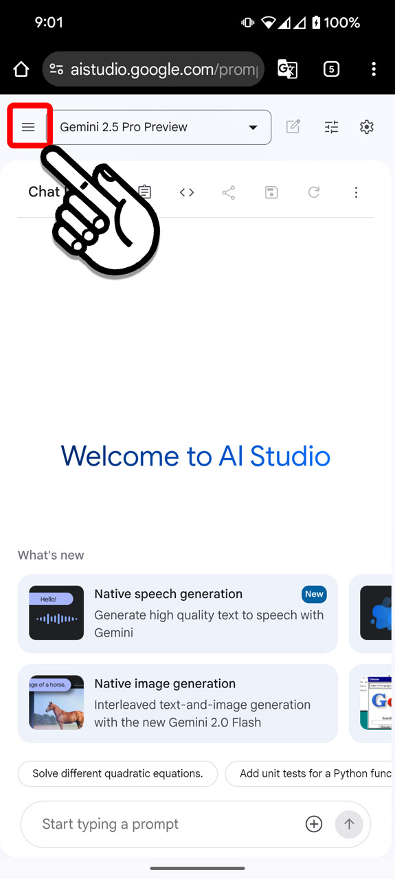 3本線のボタンからメニューを表示