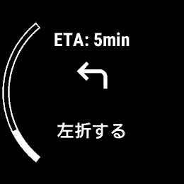 次の分岐までの距離や進行方向などが文字で表示される