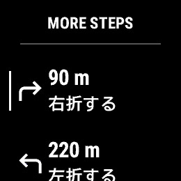 次の分岐までの距離や進行方向などが文字で表示される