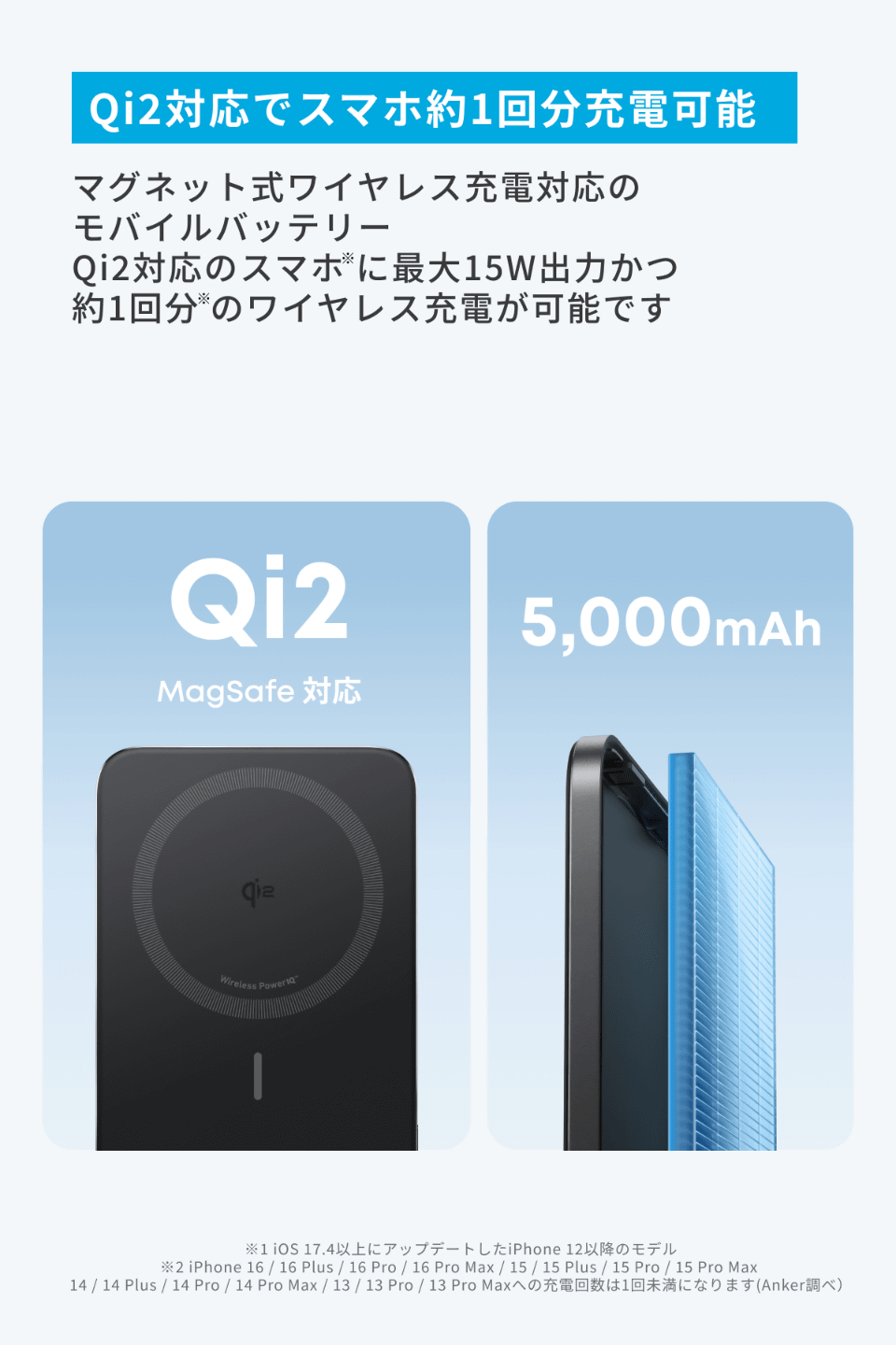 Ankerから薄さ8.6mm/マグネット充電対応のモバイルバッテリー「Anker