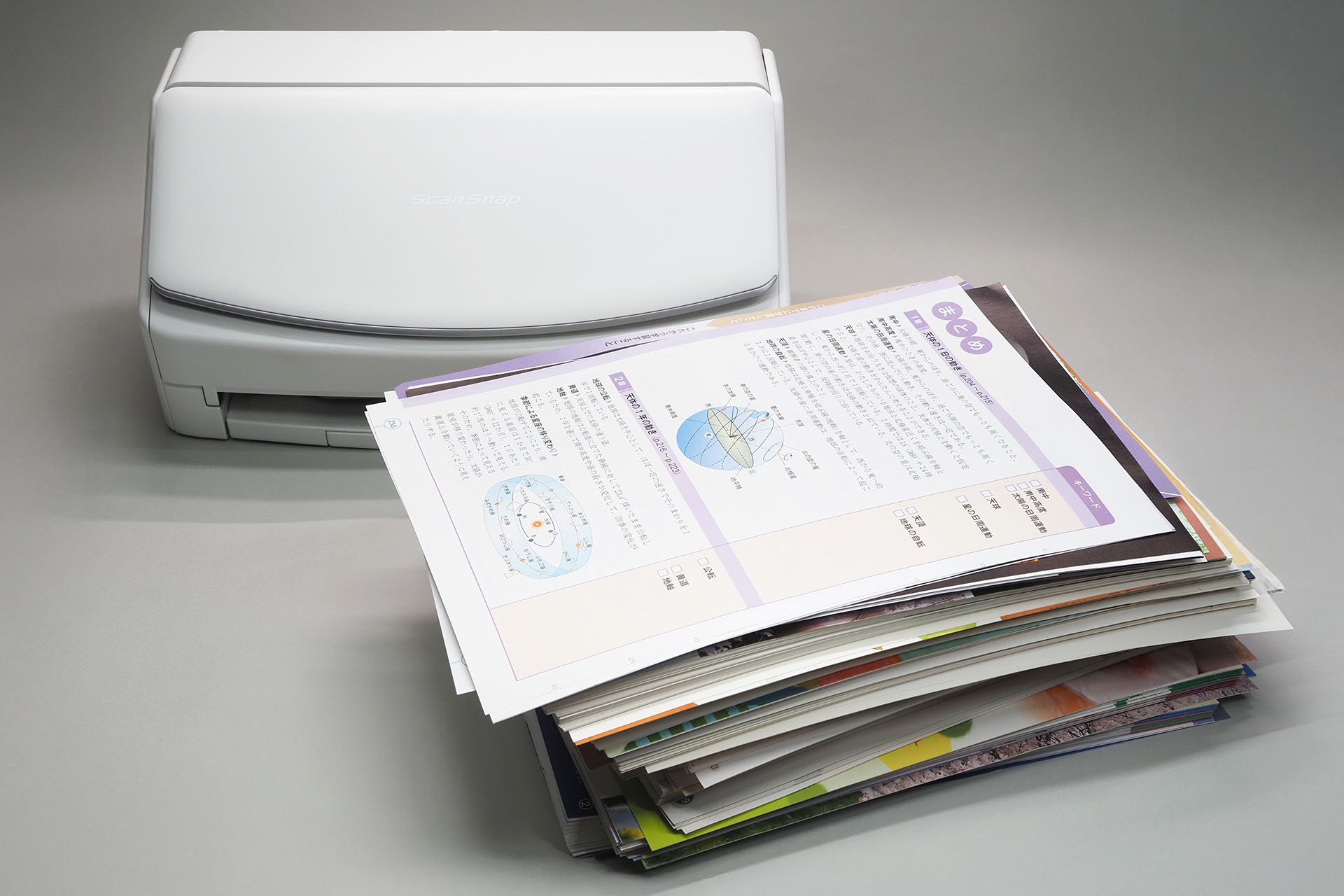 つい先日の光景。ScanSnap iX1500で紙の本を自炊した。自炊後には大量の紙が出るが、これは資源ゴミとして処分。